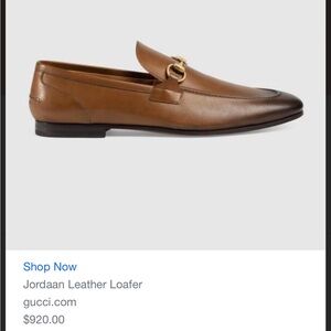Gucci Jordaan burnished Tan Leather Loafers with Gold Accent